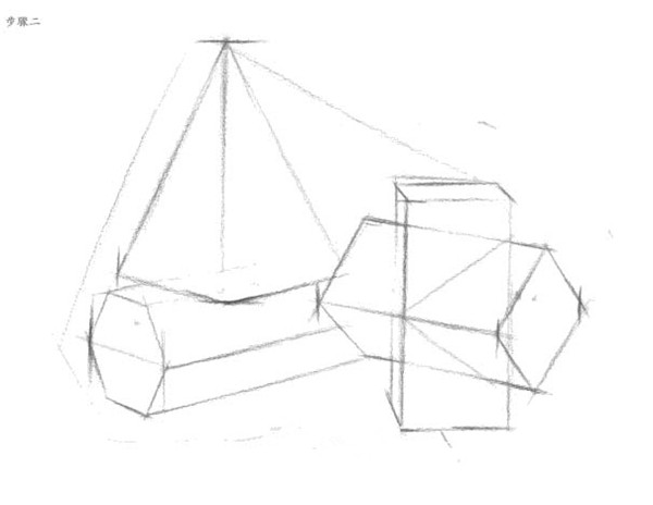 幾何體結(jié)構(gòu)素描教程：三棱錐，六面棱體組合寫生步驟